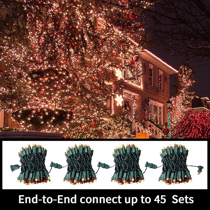 LAMPHOME Red Warm Valentine's String Lights 100 LED Christmas Fairy Light Decor 21.6 Ft Green Wire Indoor & Outdoor Valentine's Day Garland Party Patio Bedroom, Xmas Tree Easter Decoration