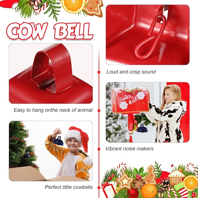 Yeshone 24 Pcs Metal Cowbell with Handle Cow Bells Noise Makers for Sporting Events Small Loud Noisemaker Cow Bell for Wedding Cheering Football Games, 3 x 2.8 x 2.5 Inch (Navy Blue)