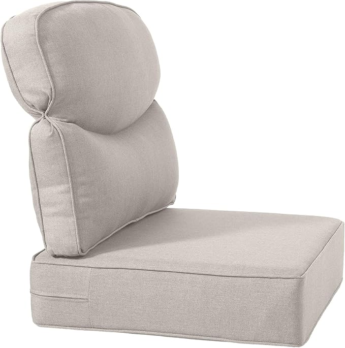Luxury 24x24x6 Inch Smile Outdoor Sofa Cushions Set of 3 - Memory Foam Deep Seat Patio Furniture Pillows for Wicker Rocker Dining Chair Loveseat 3-Seater L-Shape Sectional Sofa - Beige