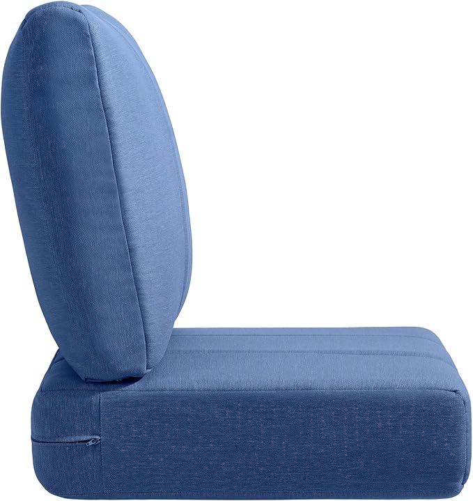 Luxury 24x24x6 Inch Kitty Outdoor Seat Cushions - Set of 2 Water Resistant Patio Chair Comfortable Cushion for Rattan Dining Rocker Glider Loveseat Couch Sectional Sofa - Navy Blue