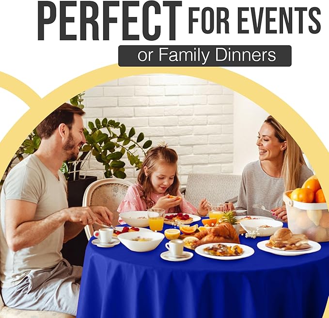 Exquisite 66% Thicker Premium Dark Blue Round Tablecloth 0.5 Mil 12 Pack Plastic Table Cloth Disposable 84 Inch Round Plastic Tablecloth Won't Tear Easily Like Cheap Thin Brands