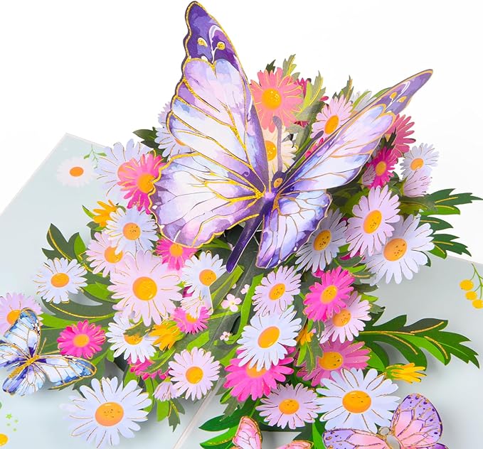 Joyvine 3D pop-up butterfly greeting cards, celebration cards, gratitude cards, rehabilitation greeting cards, suitable for Mother's Day, Father's Day, Thanksgiving, birthdays, anniversaries, with notes and envelopes (Blue Butterfly)