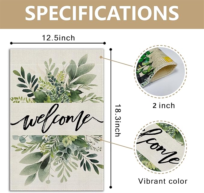 Garden Flags, Welcome Garden Flag, Bee Sunflower Flag Double-Sided Flags for Farmhouse Yard Outdoor-12 x 18inch (WELCOME)