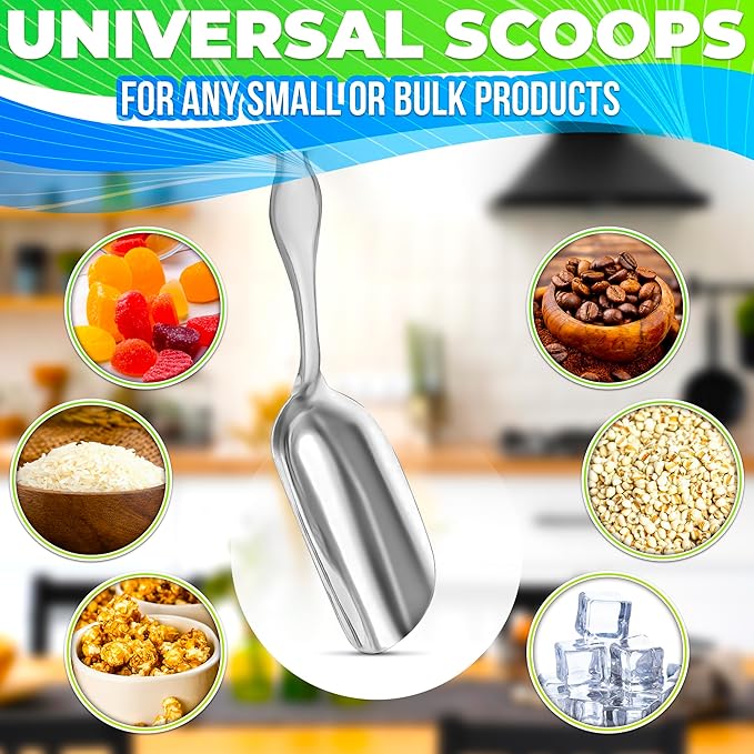 20 Pcs Small Scoops for Canisters – Mini Scoops for Candy, 5.8" Length Stainless Steel Small Food Scoopers for Kitchen, Multipurpose for Cocoa, Coffee, Ice Cream, Parties & Home Use, Easy to Clean