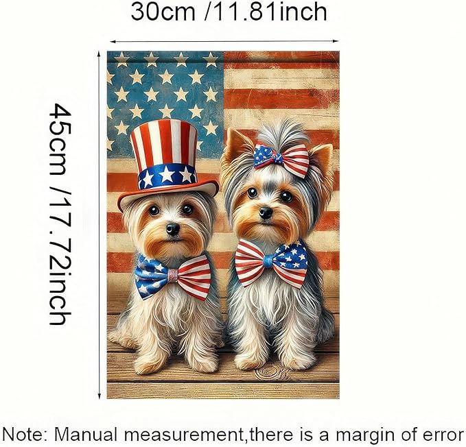 BlissYard Patriotic 4th of July Yorkie Dog Garden Flags 12x18 Double Sided American US Flag for Outside Yard Lawn Décor Fourth of July Outdoor Decorations for Independence Day Memorial Day