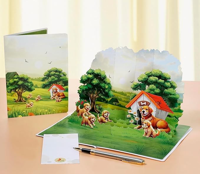 CUTPOPUP Birthday Card Pop Up, 3D Birthday Greeting, Golden Family, All Occasions