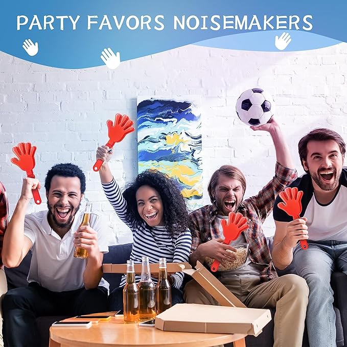 100 Pieces Coral Red Hand Clappers 7.5 Inch Clappers Noisemakers Noise Makers Party Favors Plastic Clapper Sporting Events Cheers Ball Dance Basketball Football Noisemakers （Coral Red）