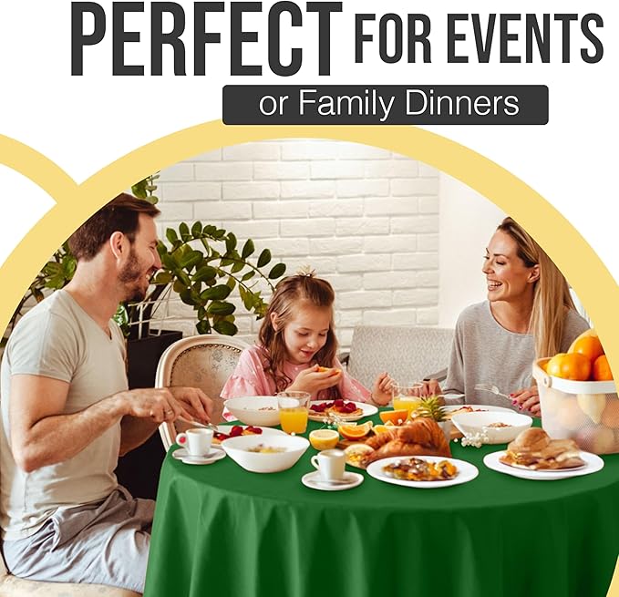 Exquisite 66% Thicker Premium Emerald Green Round Tablecloth 0.5 Mil 6 Pack Plastic Table Cloth Disposable 84 Inch Round Plastic Tablecloth Won't Tear Easily Like Cheap Thin Brands