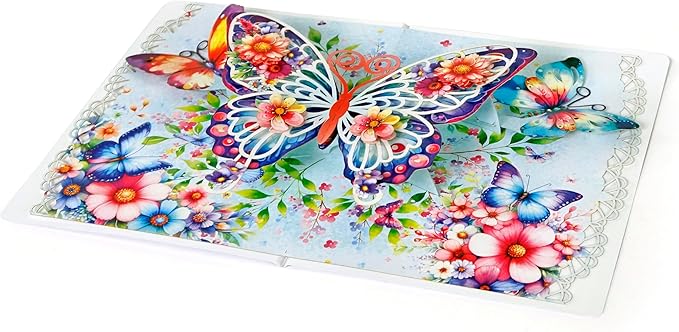 CUTPOPUP Birthday Day Card Pop Up, 3D Birthday Greeting, Mother's Day Card for Women, Mom, Wife, Grandma, Daughter (Butterfly)