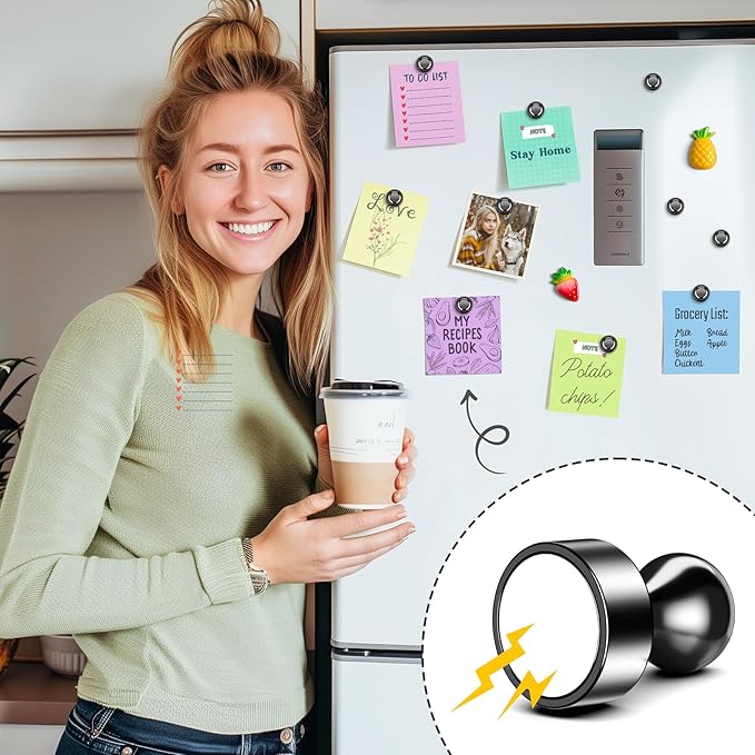FINDMAG Refrigerator Magnets, Small Black Whiteboard Magnet, Super Strong and Cool Fridge Magnet, Dry Erase Board Magnets for Kitchen, School, Bulletin Board, Map, Arts, Crafts, Photos, Pack of 28