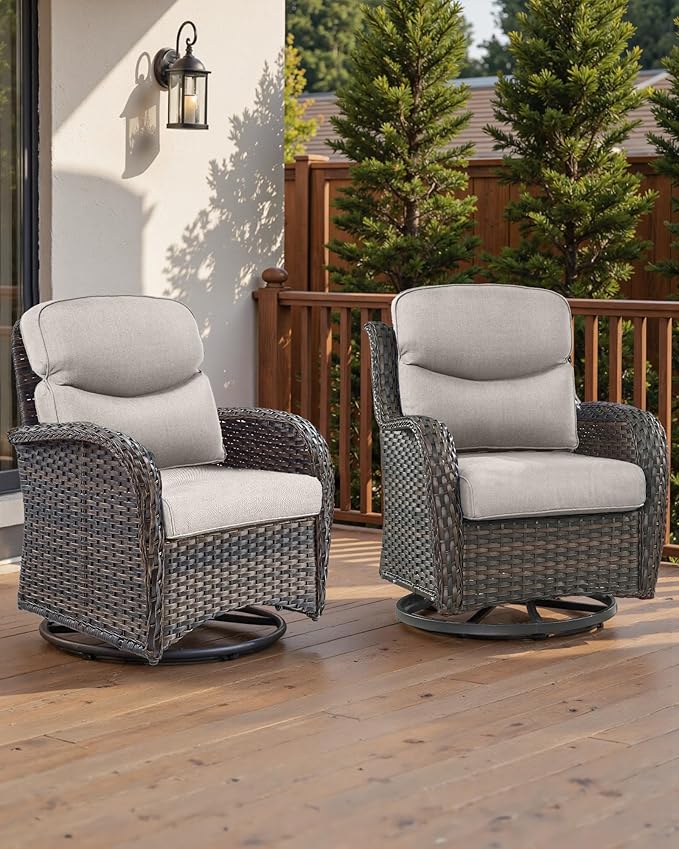 Pop 22x25/22x24 Outdoor Chair Cushions Set of 4 - Heavy Duty High Back Replacement Zippered Cushion for Patio Furniture Set Dining Rocking Chairs Loveseat L-Shape Sofa - Beige/Smile