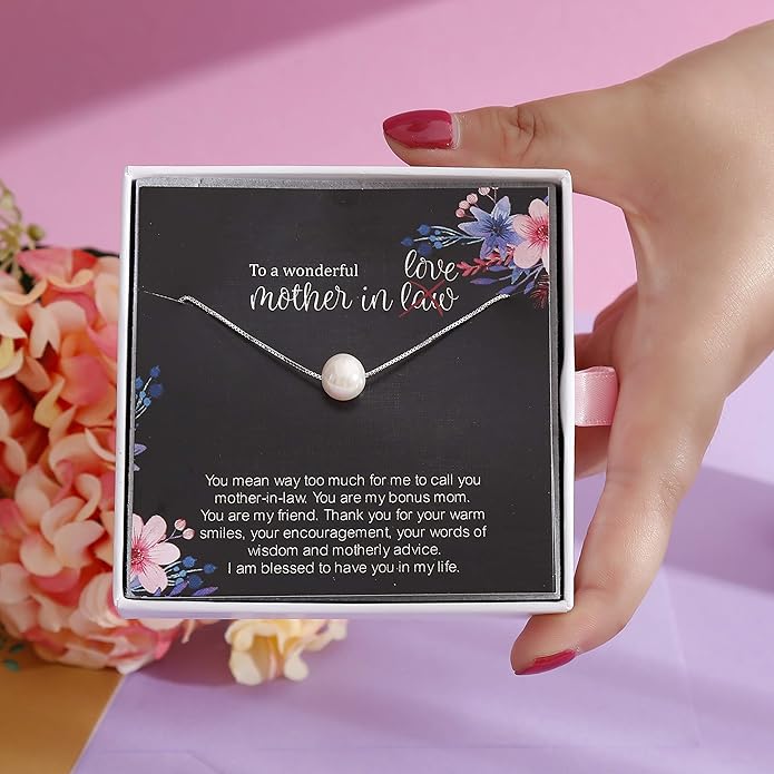 ALoveSoul Necklace for Women Girls - 925 Sterling Silver Single Pearl Necklace, Mother's Day Birthday Gift Ideas