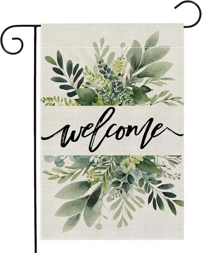 Garden Flags, Welcome Garden Flag, Bee Sunflower Flag Double-Sided Flags for Farmhouse Yard Outdoor-12 x 18inch (WELCOME)