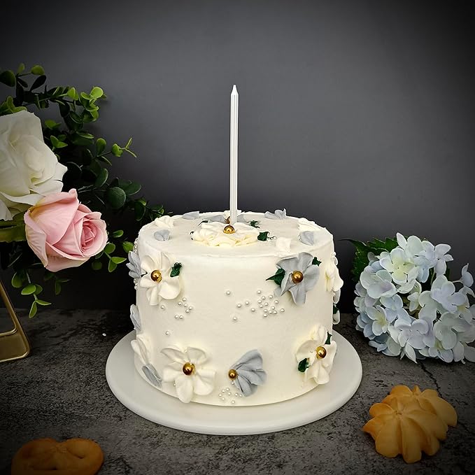 Long Thin Birthday Candles for Cake, Birthday Parties, Wedding Decorations (24, Pearl White)