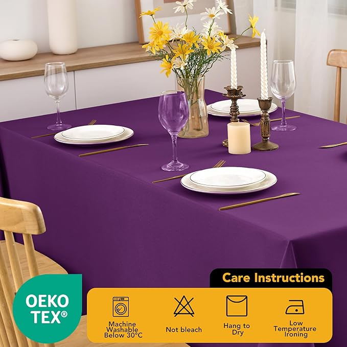 6-Pack Purple Tablecloths for Square Tables, 70 x 70 Inches, Stain-Resistant Polyester Fabric for 3 Foot Tables - Washable Table Covers for Weddings, Banquets, Birthday Parties, Events