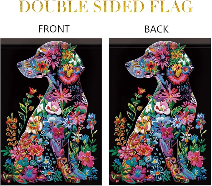 Welcome Spring Summer Golden Garden Flag 12x18 Double Sided Retriever Colorful Dog Garden Flag Floral Flower Garden Yard House Flags Outside Outdoor Summer Porch Lawn Decoration