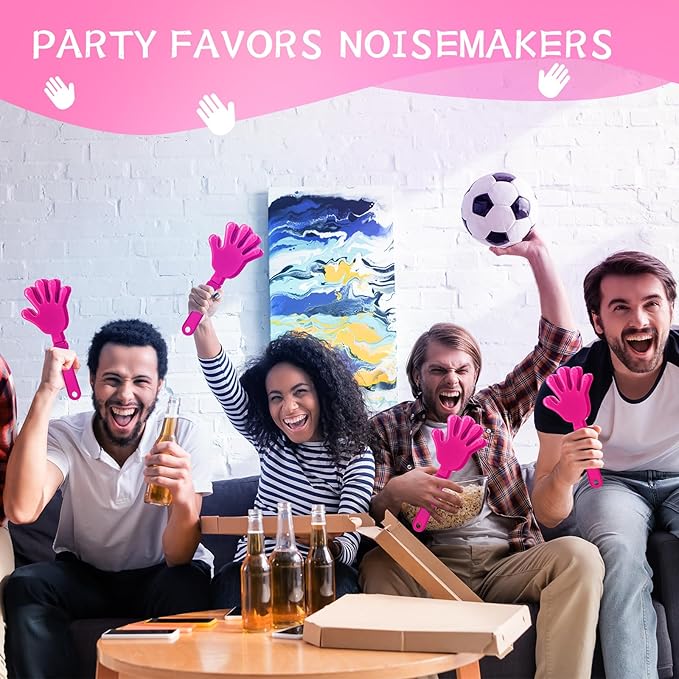 24 Pcs Hot Pink Hand Clappers 7.5 Inch Clappers Noisemakers Noise Makers Party Favors Plastic Party Clapper for Sporting Events Cheers Ball Dance Basketball Football Noisemakers（Hot Pink）