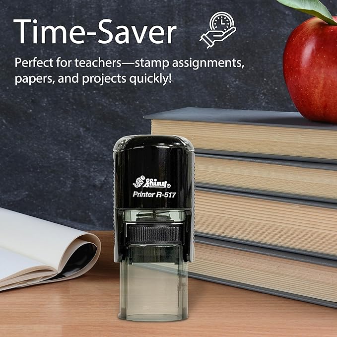 Shiny Job Well Done Teacher Stamp, Round Self Inking Stamp for Classroom, Red Ink