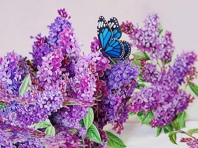 Lilac Happy 90th Birthday Cards, 3D Birthday Cards for Women, 6x8in Ideal Pop Up Gifts for Mom, Wife, Him, Her, Daughter, Sister, Grandma (PQ Lilac 90th)