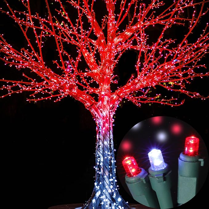 LAMPHOME 100 Count RED and White - String Lights - 21.6FT LED Christmas Lights, Mini led Lights for Indoor Outdoor Home Holiday Party Wedding Independence Day Decoration