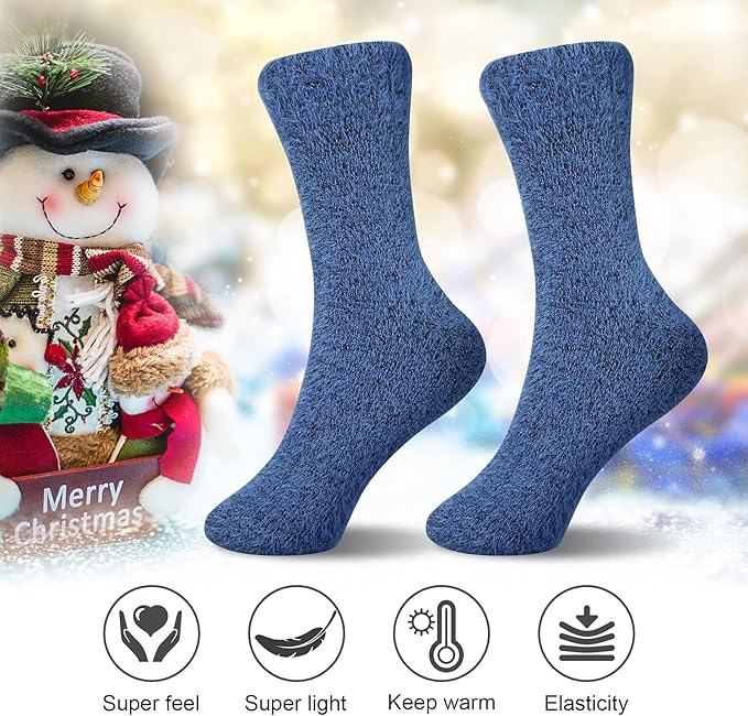 SISOSOCK Fuzzy Cozy Warm Socks for Women-Winter Home Thick Wool Soft Sleeping Socks-Perfect Gifts for Women