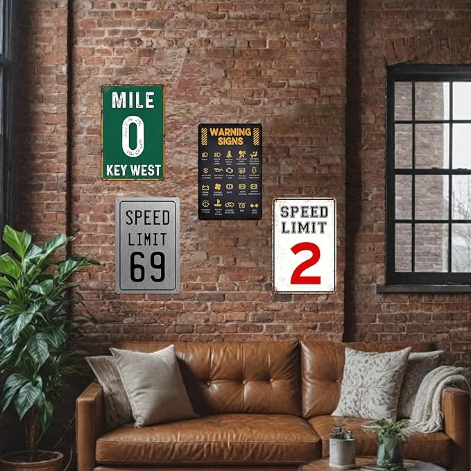 Two Fast Birthday Decorations Speed Limit 2 Sign Funny Metal Tin Signs Vintage Cars Party Decorations Car Bedroom Decor For Boys 8x12 Inch