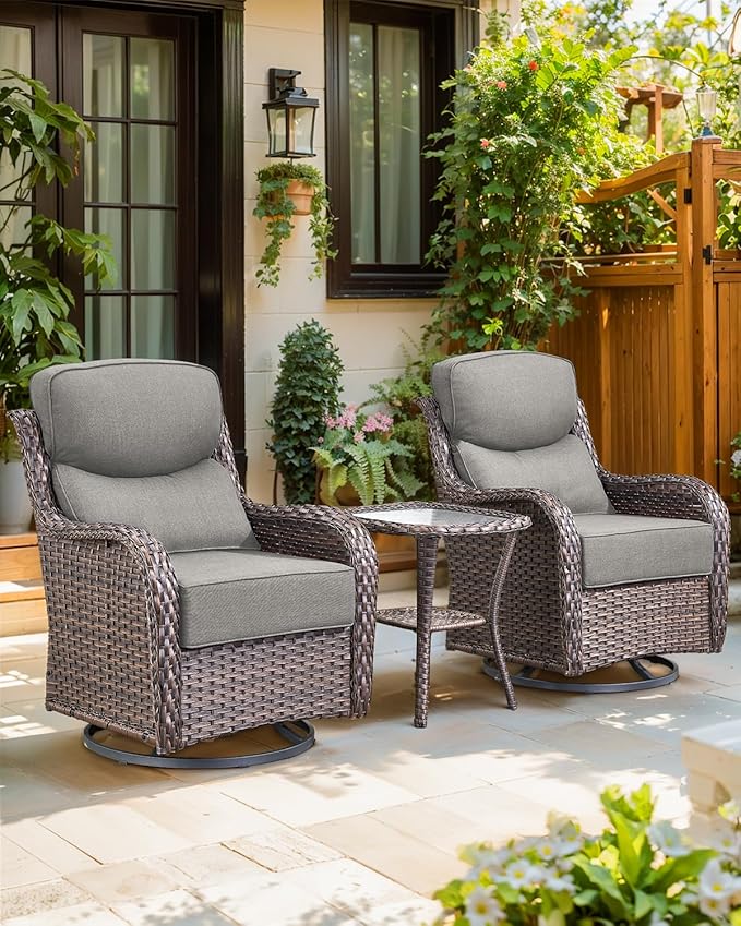 Luxury 24x24x6 Inch Smile Outdoor Seat Cushions Set of 2 - Superior Comfortable Water-Repellent Patio Chair Cushion for Porch Set Rattan Dining Swivel Chairs Loveseat Sectional Sofa - Grey