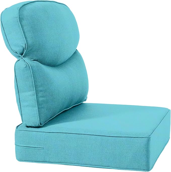 Luxury 22x24/22x25 6-Inch Smile Outdoor Sofa Cushions Set of 3 - Comfy Deep Seat Patio Furniture Cushion for Wicker Dining Chair Loveseat 3-Seater L-Shape Sectional Sofa - Turquoise