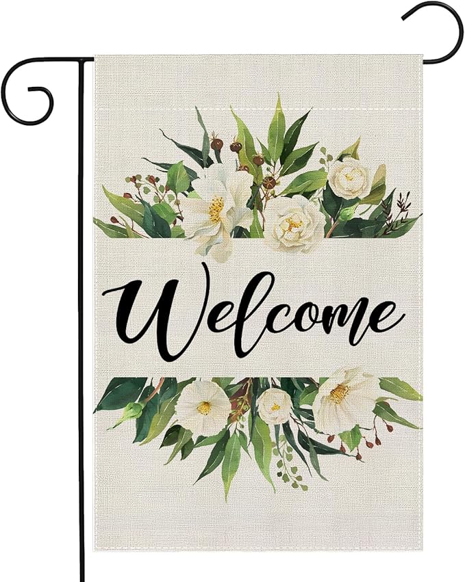 Garden Flags, Welcome Garden Flag, Bee Sunflower Flag Double-Sided Flags for Farmhouse Yard Outdoor-12 x 18inch (Welcome Flower)