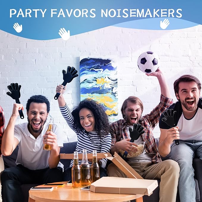 12 Pieces Black Hand Clappers 7.5 Inch Clappers Noisemakers Noise Makers Party Favors Plastic Party Clapper for Sporting Events Cheers Ball Dance Basketball Football Noisemakers（Black）