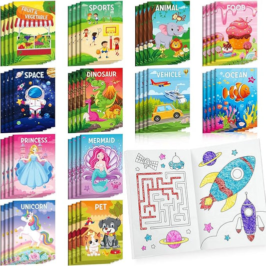BenLouis Coloring Books Party Favors Bulk Mini Coloring Books for Kids Ages 4-8-12 Small Activity Books For Birthday Party Gifts Goodie Bags Stuffers Classroom Travel Activity（48pcs Classic）