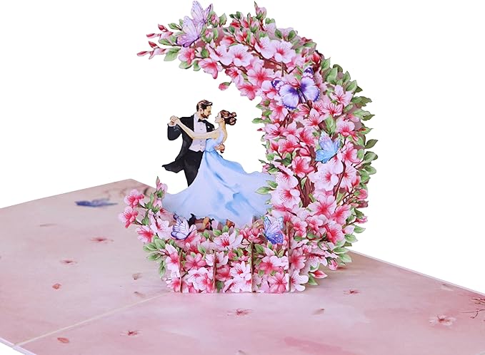 Couple Dancing in the Moon Pop Up Anniversary Cards, 6x8in Wedding Anniversary Card, Valentines Day Card, 3D Romantic Gifts for Her, Him, Husband, Wife, Mom, Dad (Dancing in the Moon).