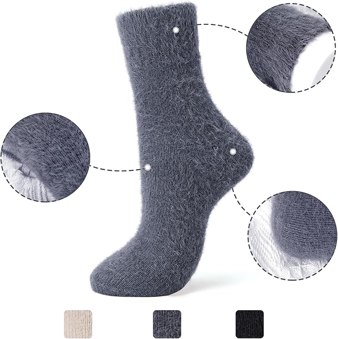 SISOSOCK Fuzzy Cozy Warm Socks for Women-Winter Home Thick Wool Soft Sleeping Socks-Perfect Gifts for Women