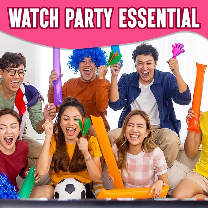 Playbees Colorful Hand Clappers - 12 Pack - 7" Noisemakers for Ultimate Party Fun - Sporting Spectacles, Birthday Extravaganzas, and Graduation Celebrations