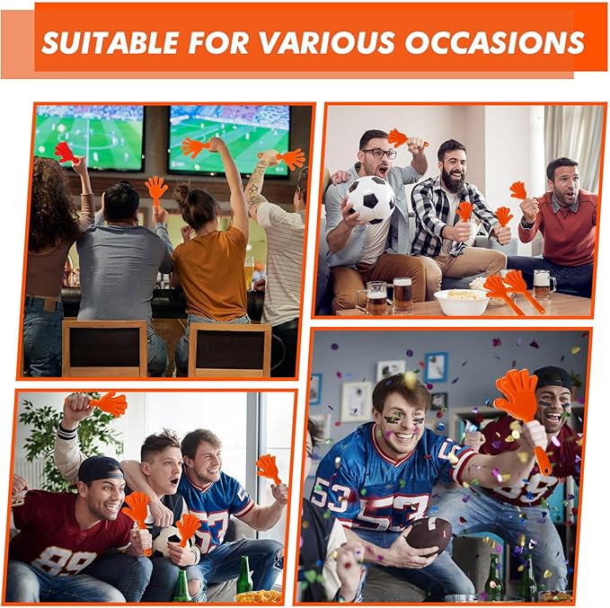20 Pcs Hand Clappers Noisemakers 7.5 Inch Clappers Noisemakers Plastic Hand Clappers for Birthdays Game Football Sporting Events Cheers Supplies Dance Basketball Football Noisemakers(Orange)