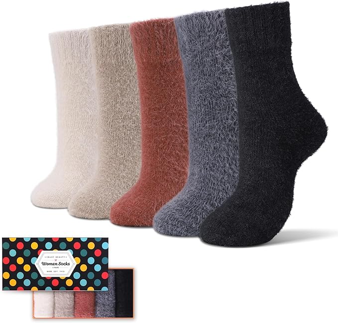 SISOSOCK Fuzzy Cozy Warm Socks for Women-Winter Home Thick Wool Soft Sleeping Socks-Perfect Gifts for Women