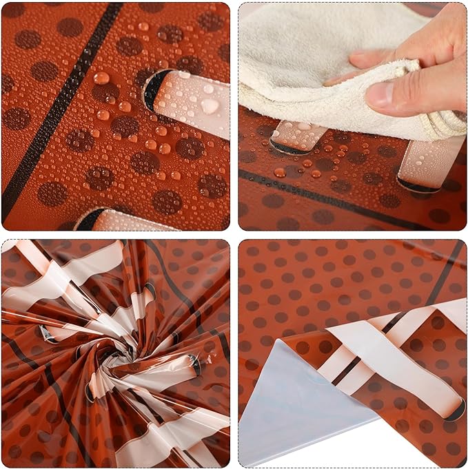Oudain 6 Pcs Football Party Tablecloth 108 x 54 Inches Rectangle Rugby Table Cloth Disposable Plastic Sport Themed Table Covers for Football Rugby Day Birthday Party Supplies Favors (Chestnut)