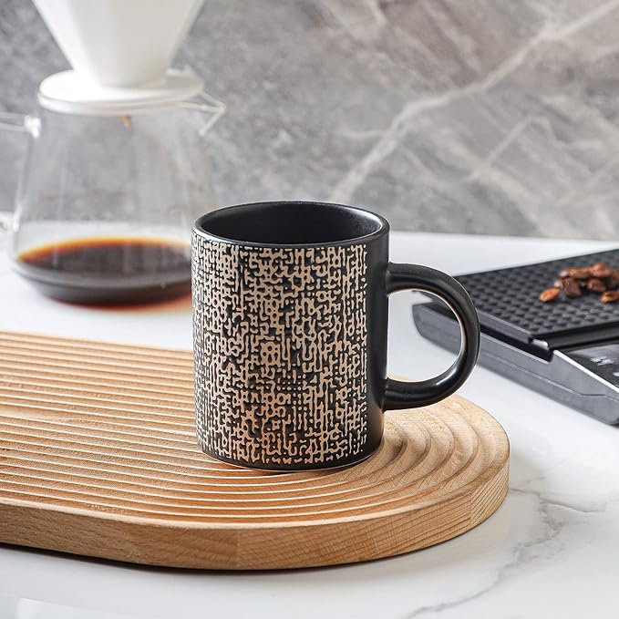Stone Lain Stoneware Dish Set, 4 Mugs, Sophie - Brown and Black