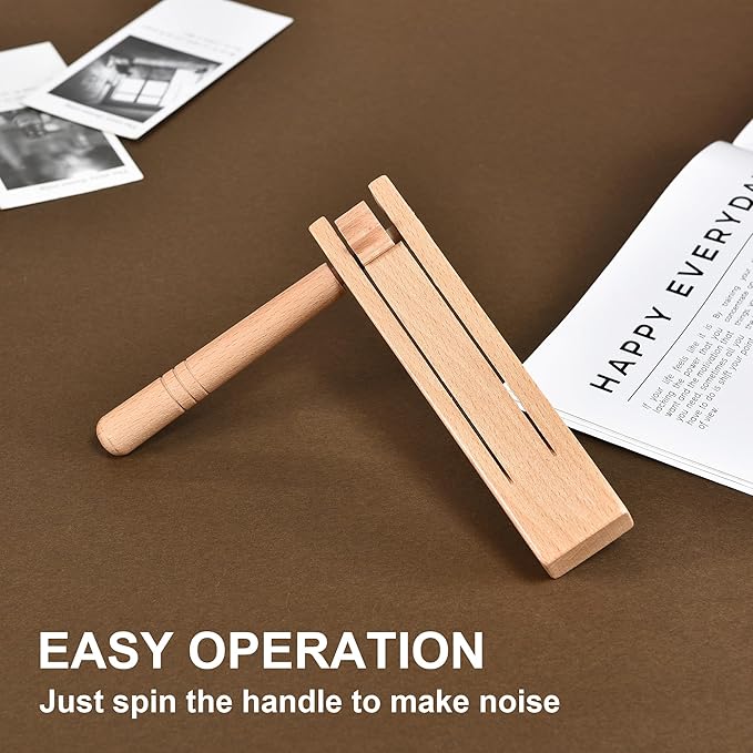 Wooden Spinning Rattle Ratchet Noise Maker Traditional Matraca Toy for Graduation, Foot Ball Games, Party Favors and Sporting Events
