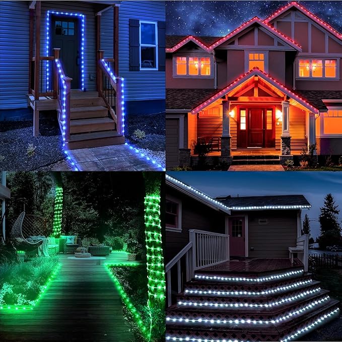StarryEver 100FT 300LED Rope Lights Outdoor String Lights Plug in, Warm White & Color Changing Christmas Lights Outdoor,Waterproof Fairy Lights with Remote for Balcony(Not Connectable)