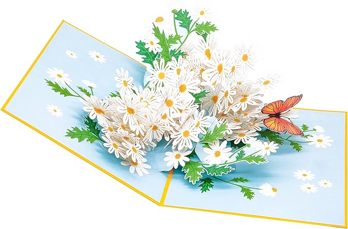 PopLife Daisy Flowers Pop Up Mother's Day Card - 3D Anniversary, Pop Up Birthday Card, Thank You, Congratulations, Valentine's - for Mom, for Daughter, for Wife, for Grandma, for Stepmom