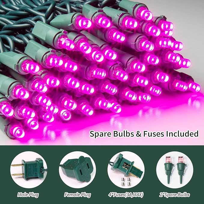 LAMPHOME 100 Count Pink Valentine Light String - 21.6FT LED String Lights, Mini LED Lights for Indoor/Outdoor Valentines Day Home Holiday Party Wedding Independence Day Decoration