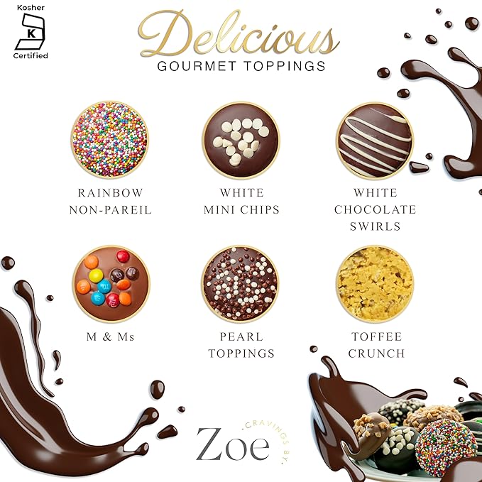 CRAVINGS BY ZOE Valentines Day and Birthday Chocolate Covered Cookies Gift Basket | 6 Count | Kosher Milk & Dark Belgian Chocolate Gourmet Food Gift Box | Birthday, Thank You, Candy Gifting Men Women Him Her Mom