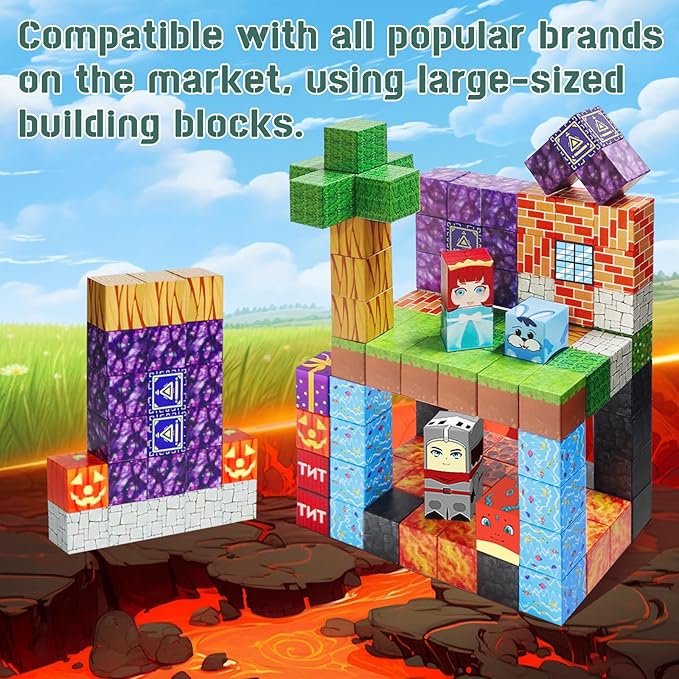 Magnetic Blocks - 100pcs Magnetic Building Blocks,1inch Magnetic Cubes Building Blocks Toys for Halloween Christmas Birthday Gift - STEM Sensory Toys for 3+ Years Old Girl Boys