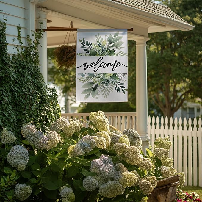 Garden Flags, Welcome Garden Flag, Bee Sunflower Flag Double-Sided Flags for Farmhouse Yard Outdoor-12 x 18inch (WELCOME)