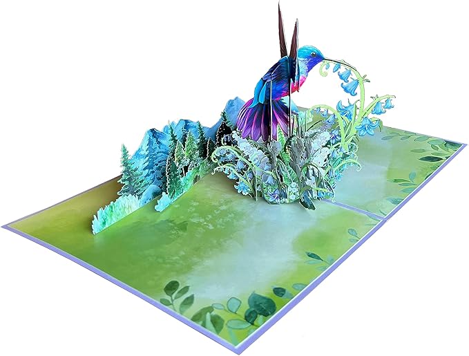 HummingBird Lilies of the Valley 3D Birthday Card for Women, Mothers Day Cards, 6x8in Gift Cards for Mom, Wife, Her, Daughter, Sister, Grandma (PQ Hummingbird).