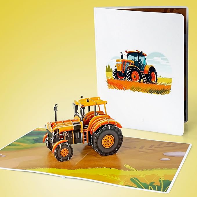 CUTPOPUP Birthday Card for Men, Fathers Day Card Pop Up, Father's Day, Birthday 3D Greeting Card for Husband, Son, Dad, Grandpa (Tractor)