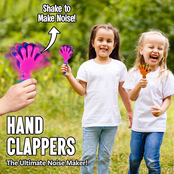 Playbees Colorful Hand Clappers - 12 Pack - 7" Noisemakers for Ultimate Party Fun - Sporting Spectacles, Birthday Extravaganzas, and Graduation Celebrations