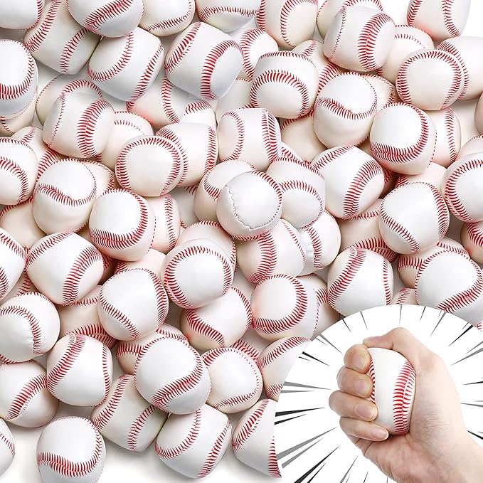 Vinsot 100 Pcs 2 Inch Mini Soft Foam Baseballs in Bulk Sports Themed Toys Stress Anxiety Relief Baseballs for Little Teens Party Decorations Favors Supplies Gifts Stocking Stuffers