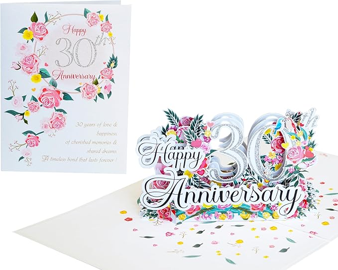Happy 30th Anniversary Cards, Wedding Anniversary Card to Husband, Happy Anniversary Pop Up for Couple Husband Wife Him Her Parent (Size 8x6 in)